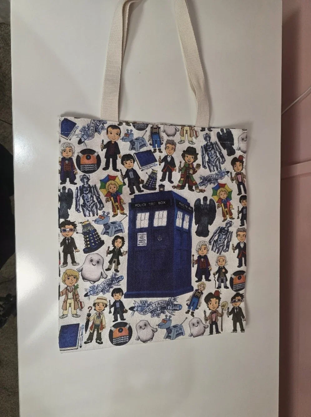 Doctor Who Character Print Canvas Tote Bag